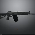 Modern Assault Rifle with High Capacity Magazine and Two Bullets in Studio Lighting