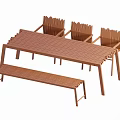 Modern Wooden Dining Table Set With Rattan Chairs And Bench Design
