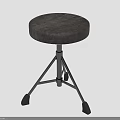 Modern Stool With Gray Padded Round Seat And Three Legged Metal Frame