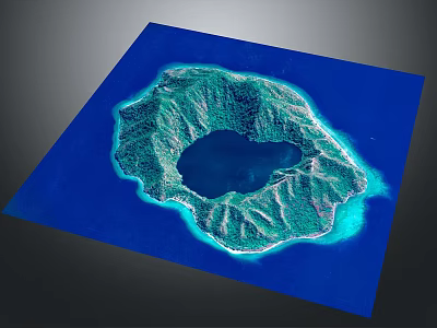 Garden Landscape Featuring Island with Central Lake Green Vegetation and Blue Surrounding Water 3d model