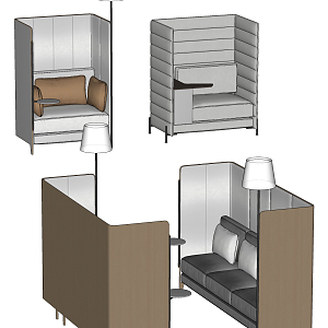 Modern deck sofa deck combination 3d model