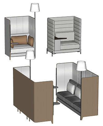 Modern deck sofa deck combination 3d model