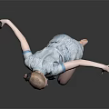 Woman Performing Graceful Dance Move In Blue Outfit Balancing On One Leg