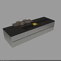 Modern Black Kitchen Island With Marble Countertop Gold Accents Open Shelf And Stools