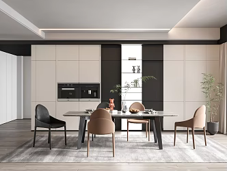 Modern Restaurant Dining Table and Chair 3d model