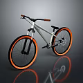 Modern Bicycle With Silver Frame Orange Rims Straight Handlebars And Surface Reflection 3d model