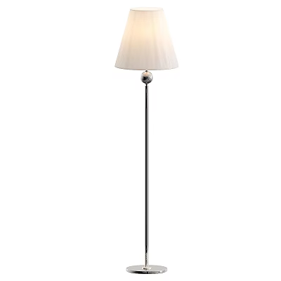 Sleek Modern Floor Lamp With White Pleated Lampshade And Silver Metal Pole Ball Accent 3d model