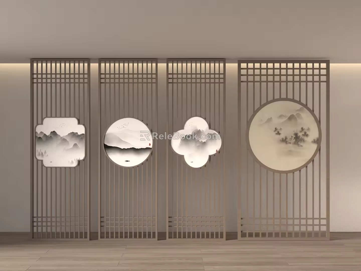 New Chinese Screen New Chinese Screen Partition 3d model