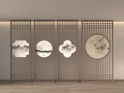 New Chinese Screen New Chinese Screen Partition 3d model