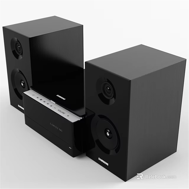 Black Modern Design Stereo Speakers With Control Unit For Home Audio 3d model 