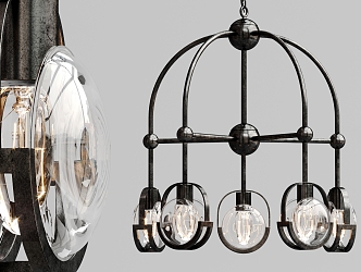 Industrial LOFT chandelier black paint chandelier 3d model