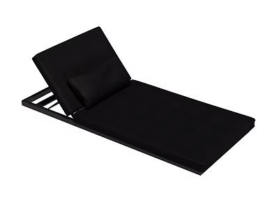 Comfortable Black Lounge Chair With Adjustable Backrest Metal Frame Padded Surface And Pillow 3d model