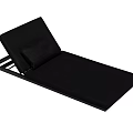 Comfortable Black Lounge Chair With Adjustable Backrest Metal Frame Padded Surface And Pillow