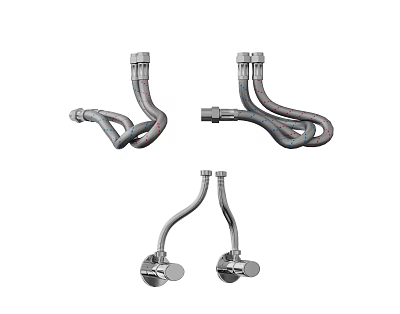 Various Plumbing Pipe Fittings with Curved Design and Dual Connection Structures 3d model