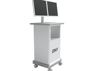 ERAY Medical Cart With Dual Monitors And White Cabinet On Wheels For Medical Use 3d model