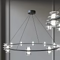 Modern Circular Chandelier With LED Bulbs And Metal Frame For Home Interior