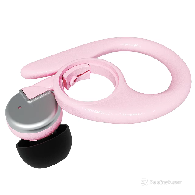 Pink Earhook Headphones With Silver Black Design And Comfortable Fit 3d model 