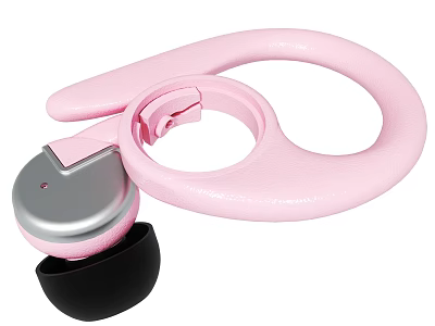 Pink Earhook Headphones With Silver Black Design And Comfortable Fit 3d model