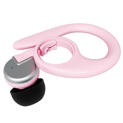 Pink Earhook Headphones With Silver Black Design And Comfortable Fit 3d model