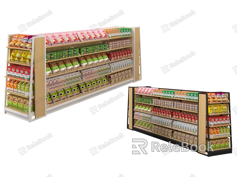 Showcase Shelf Island Shelf Island Cabinet Snack Commodity Snack Display Rack Supermarket Shelf model