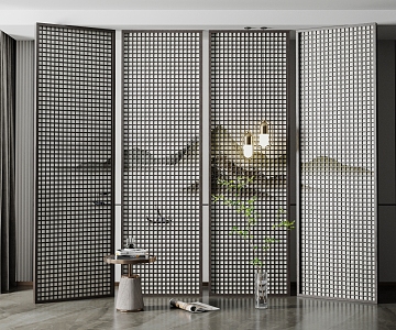 New Chinese-style partition screen partition 3d model