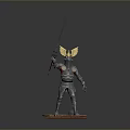 Man in Detailed Armor with Winged Helmet Holding Long Sword on Base Figurine