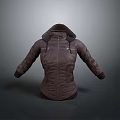 Casual Brown Hooded Leather Jacket With Zipper Closure And Pockets For Everyday Wear
