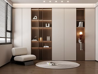 Modern Study Bookcase Ornaments Casual Sofa Light 3d model