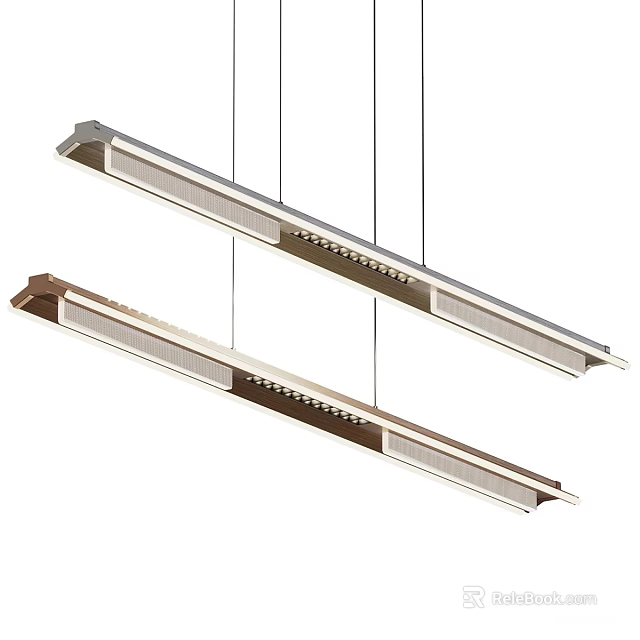 Modern Long Linear Pendant Lights In Silver And Brown For Interior Design 3d model