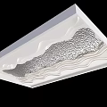 Modern White Ceiling Design With Wavy Texture Silver Accent And Decorative Pattern