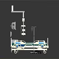 Hospital Medical Bed With Multiple Monitor Displays And Adjustable Equipment Arm