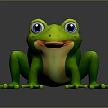 Cartoon Green Frog Character With Big Eyes Sticking Out Tongue And Orange Spots
