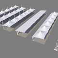 Multiple Modern White Outdoor Canopies Featuring Structured Design And Arrangement 3d model