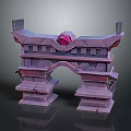 Fantasy Purple Stone Gate with Red Gemstone Top and Tower Like Sides