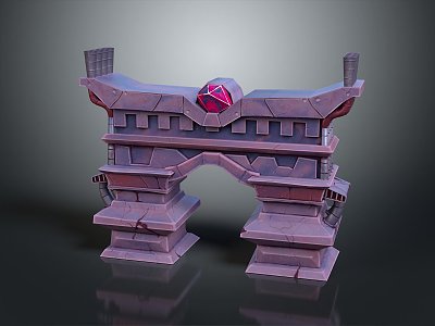 gatehouse stone gatehouse outdoor goods realistic model cartoon model PBR model 3d model