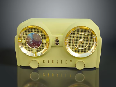 Vintage Crosley Yellow Radio With Golden Accents And Dual Dials Benzil 3d model