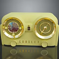 Vintage Crosley Yellow Radio With Golden Accents And Dual Dials Benzil