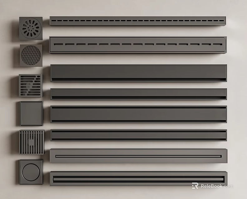 Various Black Vent Grilles And Covers With Different Shapes For Home Use 3d model 