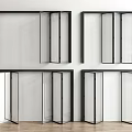 Modern Indoor Folding Doors with Black Frames and Transparent Glass Panels 3d model