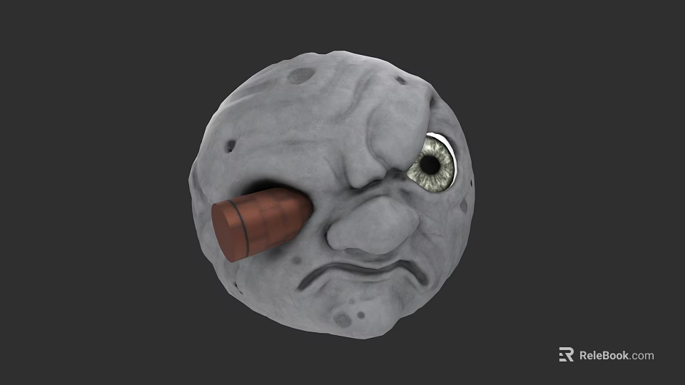 3D Spherical Game And Movie Character With Single Eye Cigar And Sad Expression 3d model 
