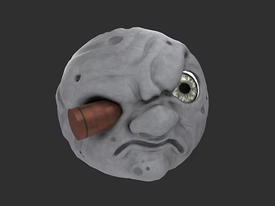 3D Spherical Game And Movie Character With Single Eye Cigar And Sad Expression 3d model