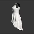 Elegant White Sleeveless Dress With Layered Hem And Textured Fabric Design