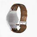 Classic Watch With Brown Dial White Case Leather Strap And Date