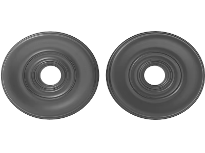 Two Black Circular Carved Intricate Home Decor Accents With Concentric Patterns 3d model
