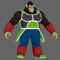 Muscular Gorilla Game Animation Character With Green Striped Armor Red Arm Sleeves And Blue Pants