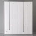 Modern White Wardrobe With Sleek Panel Doors And Metal Handles Design
