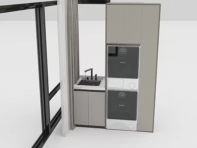 Modern Bathroom Cabinet with Sink Faucet and Built in Storage Units 3d model