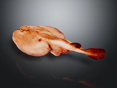 Brown Ray Fish With Flat Body And Textured Skin Isolated On Dark Background 3d model