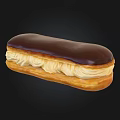 Fresh Homemade Eclair With Flaky Pastry Shell Chocolate Glaze And Cream Filling