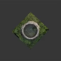 Stone Circular Structure Model With Lush Green Vegetation And Entrance Details